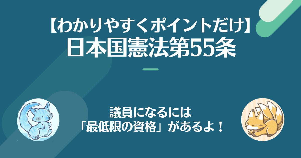 日本国憲法第55条を対話でわかりやすく。議員になるには最低限に資格があるよ！